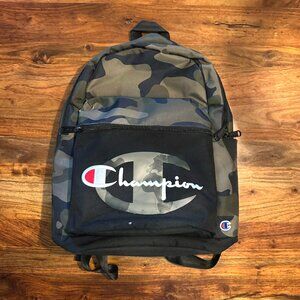 Camo Champion, Back To School Zipper School Book Bag, Canvas Backpack w/ Straps